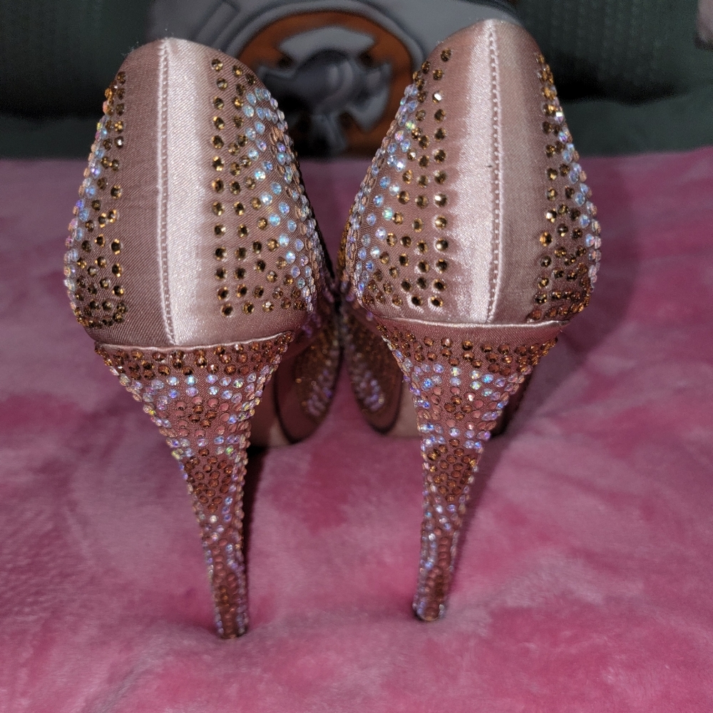 Tan & Rhinestone Stilettos - Picture 4 of 6